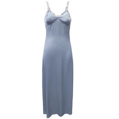 The Taylor Bejeweled Dress is a satin pastel blue floor-length gown radiating elegance and grace. Embellished with exquisite floral crystals, this dress ensures you are bejeweled and sparkly from every angle. Perfect for formal events, it offers a dazzling and sophisticated look that is sure to turn heads. 96% Polyester 4% Spandex  Bias-cut Acrylic crystal embellishment Back zipper with hook & eye  Dry clean only Elegant Light Blue Satin Evening Dress, Elegant Blue Gown For Wedding Night, Elegant Light Blue Slip Dress For Evening, Elegant Light Blue Satin Maxi Dress, Blue Grey Dress, Bejeweled Dress, Blue Floor, Floor Length Gown, Grey Dress