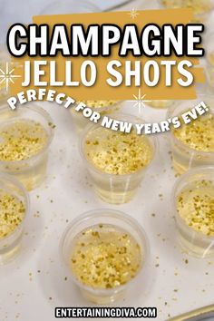 champagne jello shots for new year's eve with gold sprinkles