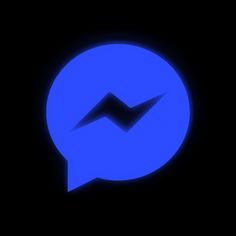 a blue speech bubble with an arrow in it's center on a black background