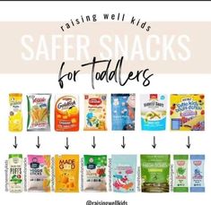 some snacks that are labeled for toddlers to learn how to make them look like they have