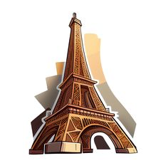 the eiffel tower in paris, france is depicted on a white background with shadows