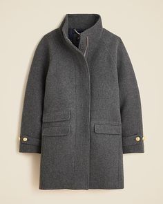 J.Crew: Toscana Coat In Italian Stadium-cloth Wool Blend For Women Womens Long Wool Coat, Wool Coats For Women, Suit Guide, Leggings Outfit Winter, Gray Wool Coat, How To Wear Leggings, Wool Winter Coat, Coat Trends, Preppy Fall