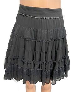 black V2K 2000 Vintage Tiered Lace Trim Full Mini Skirt Gothic Party M Steampunk | eBay Low Waist Mini Skirt, Gothic Party, Mini Skirt Party, Frilly Skirt, Black Lace Skirt, Types Of Skirts, Black Skirt, Chiffon Fabric, Monster High