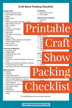 the printable craft show packing checklist