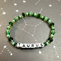 Handmade Beaded Stretch Bracelet With Glass Beads. Taurus Stretch Bracelets Ideas, Taurus Bracelet, Cosmic Jewelry, Necklace Diy, Jewelry Beaded, Bracelet Ideas, Beaded Stretch Bracelet, Astrology Signs, Diy Necklace