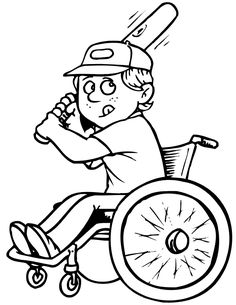 a boy in a wheel chair coloring page