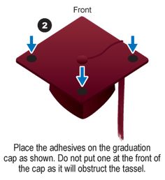 the graduation cap has two arrows pointing to it