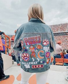 Customised Denim Jacket, College Games, College Jackets, Football Jackets, Painted Jacket