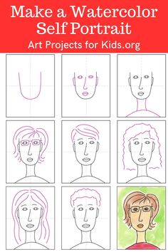 how to make a watercolor self portrait art projects for kids or adults by the artist