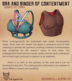 an advertisement for bra and binder of contentment, with instructions on how to use them