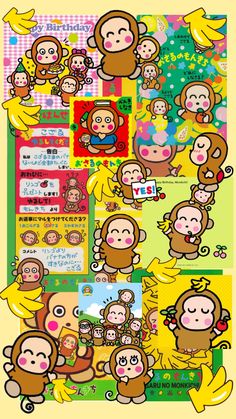 a bunch of monkeys with different expressions on them