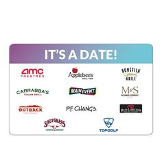 a sign that says it's a date with many different logos