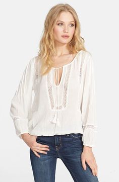 Joie+'Arcene'+Cotton+Peasant+Top+available+at+#Nordstrom White Peasant Top, Bohemian Look, French Women, Peasant Top, Peasant Tops, French Fashion, Fashion Addict, Star Fashion