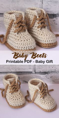 crocheted baby booties are shown with the text, printable df - baby