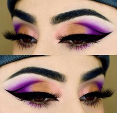 Creative Eye Makeup Art, Diy Makeup Looks, Makeup Nose, Eyeshadow Purple, Anastasia Makeup, Neon Eyeshadow, Eye Makeup Images, Scene Makeup, Purple Eye Makeup