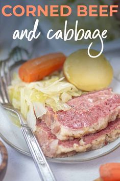 corned beef and cabbage on a plate with carrots