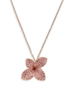 Pasquale Bruni 18K Rose Gold Petit Garden Pink Sapphire Flower Pendant Necklace, 17 Luxury Flower Shaped Necklace, Pasquale Bruni, Flower Pendant Necklace, Flower Pendant, Pink Sapphire, 18k Rose Gold, Jewelry Accessories, Sapphire, Gold Necklace