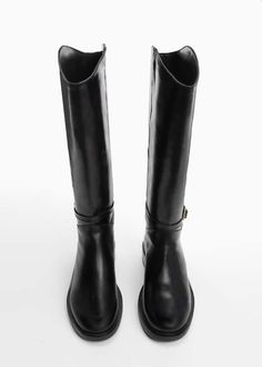 Buckles leather boots - Women | Mango USA Leather Boots Women, Leather Flats, Leather Shoes, Leather Boots, Womens Boots, Mango, Buckle, Boots, Leather