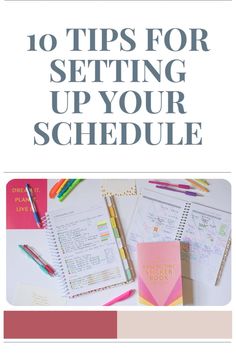 10 Tips for Setting Up your Schedule 
Prioritize the Necessities
Create a morning routine that energizes you
Use bigger, flexible chunks of time
Build in repetition
Include time for what makes you happy
Set boundaries
Know what time of day you work best
Do the hard tasks first
Have one day a week with no meetings on your agenda
Use the pomodoro technique The Pomodoro Technique, Create A Morning Routine, A Morning Routine, Schedule Organization, Pomodoro Technique, Time Management Strategies, Set Boundaries