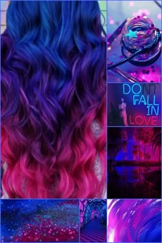 Pink Moodboard Aesthetic, Blue And Pink Hair, Fantasy Make-up, Unicorn Hair Color, Pink Ombre Hair, Mermaid Hair Color, Galaxy Hair