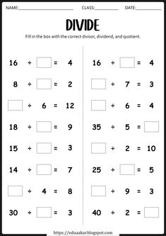 the worksheet for dividing numbers from 1 to 10 is shown in black and white