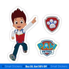 the paw patrol stickers are available in various sizes and colors, including one for boys