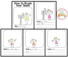 four different pictures of children with the words how to brush your teeth and then, they are