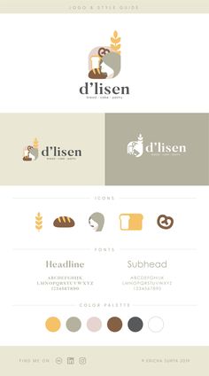 the logo design for delissen is shown in three different colors and font styles