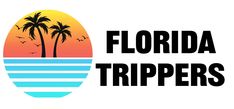 the florida trippers logo with two palm trees and birds in the sky above it