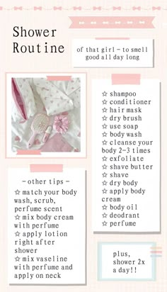 Princess Shower Routine, Shower Routine Coquette, It Girl Shower Routine, Wonyoungism Shower Routine, How To Smell Like A Princess, Wonyoungism Day Routine, Pink Shower Routine, Wonyoungism Routine, Coquette Tips