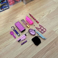 Introducing our 11-in-1 self defense kit. Each kit contains: Stabby Keychain, Key Knife, Seatbelt Cutter, Alarm Keychain, Pepper Spray, Cat Stab Tool, Taser*, Lipgloss, Flashlight Keychain, Whistle Keychain, and Nightcap Scrunchie or Nightcap Keychain.* Please choose between the (as seen on SharkTank) Nightcap Scrunchie/Keychain and taser or no taser.