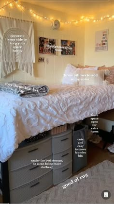 an image of a bedroom setting with text