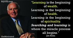 a man in a suit and tie with a quote about learning is the beginning of health