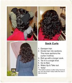 How To Make Your Hair Hold Curls, How To Curl Ur Hair With Socks, Victorian Rag Curls Tutorial, Long Lasting Curls How To Keep, How To Curl Hair That Doesn’t Hold Curl, Sock Bun Curls, Sock Curls, Perfect Curly Hair, Curly Hair Overnight