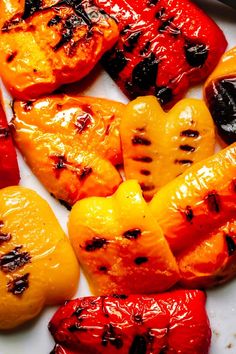 several different types of grilled vegetables on a plate