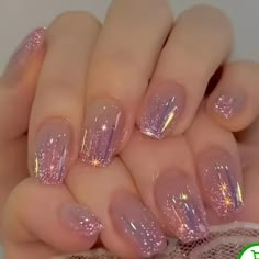 Press On Nails Sticky Tabs Glue And Small Nail Filer Nwot Sparkly Pink Nails Glitter, Copper Ombre Nails, Glinda Nail Designs, Glinda Nail, Irridecent Design Nails, Fancy Pink Nails, Nails 1 Color, Elegant Holiday Nails, Lipsticks Aesthetic