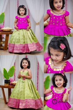 Brocade Gown, Make Step By Step, Theme Green, Lotus Petal, Girls Dresses Diy