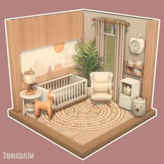 the baby's room is decorated in pastel tones