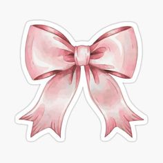 a pink bow sticker with watercolor effect on the bottom and side, it's attached to a white background