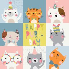 an image of happy birthday card with cats