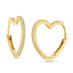 Sweet and romantic, these diamond heart-shaped hoop earrings are the perfect gift for the one you love. 10K gold Each heart-shaped hoop shimmers with diamonds along the top and front edges 1/10 ct. t.w. of diamonds Hinged backs Elegant Huggie Earrings For Valentine's Day, Yellow Gold Hoop Earrings For Valentine's Day, Valentine's Day Huggie Heart Earrings, Valentine's Day Open Heart Huggie Earrings, Valentine's Day Open Heart Huggie Earrings For Anniversary, Yellow Gold Heart Huggie Earrings For Anniversary, Yellow Gold Open Heart Huggie Earrings, Valentine's Day Huggie Heart Earrings For Anniversary, Elegant Yellow Gold Huggie Earrings For Valentine's Day