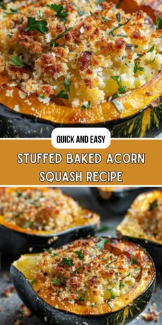 stuffed baked acorn squash recipe with cheese and herbs