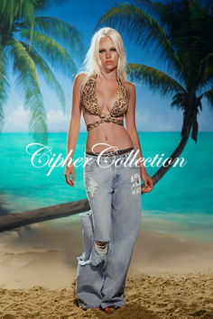 Introducing Cipher.  Online Now. Limited Pieces. Y2k Fitted Denim Crop Top, Fitted Denim Y2k Crop Top, Beach Vibes, Corsets, New Woman, Beach Vibe, Clothing And Accessories, Matching Sets, Picture Ideas