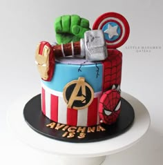 a birthday cake made to look like captain america