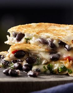 a quesadilla with black beans and cheese