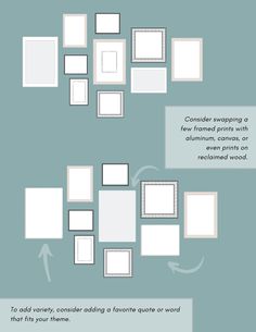 an info sheet showing the different types of frames and their corresponding text, which are also in