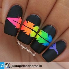 Nail art Fantastic Nails, Feather Nails, Colorful Nail Art, Colorful Nail, Colorful Nails, Her Nails, Nail Swag, Neon Nails