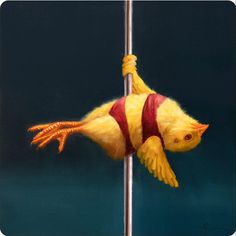 a painting of a fish on a pole