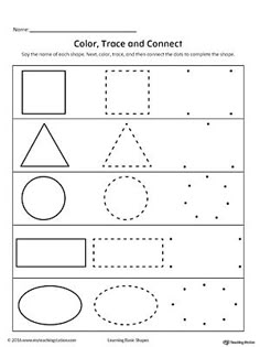 a worksheet for children to learn how to draw and color shapes with the help of