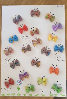 paper butterflies are arranged on a sheet of paper